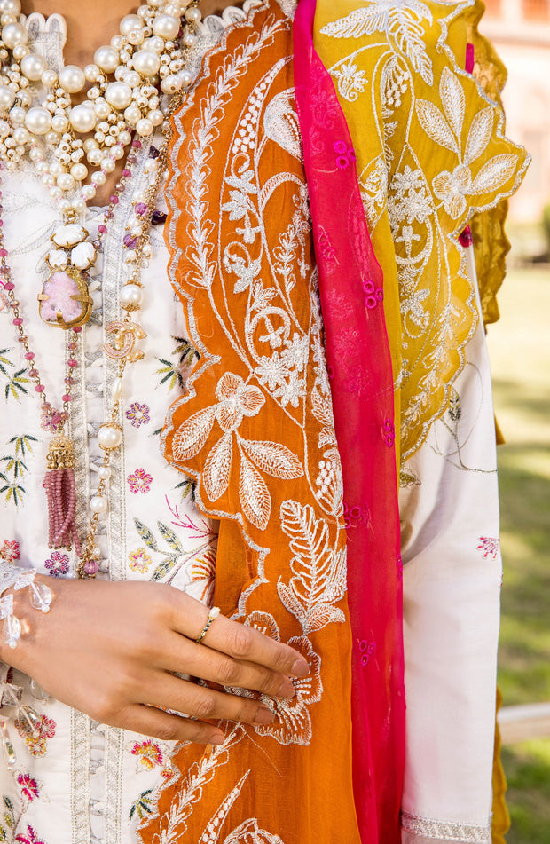 White Eid Dress in Kameez and Trouser Style