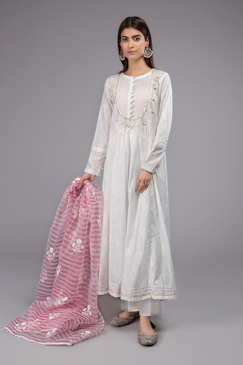 White Frock for Eid with Embroidery