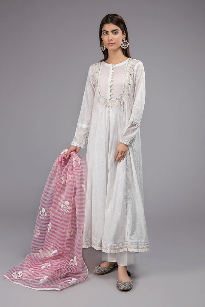 White Frock for Eid with Embroidery – Nameera by Farooq
