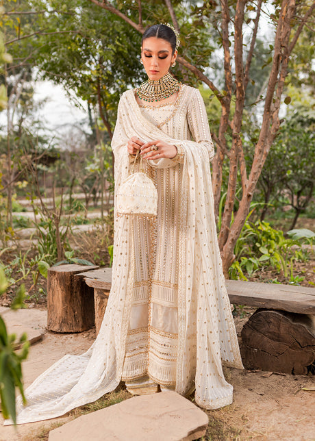 White Gold Shirt Sharara Bride Pakistani Wedding Dresses