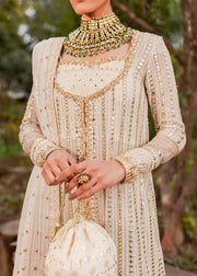 White Gold Shirt Sharara Bride Pakistani Wedding Dresses