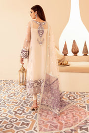 White Kameez Salwar with Lavender Patchwork Designer