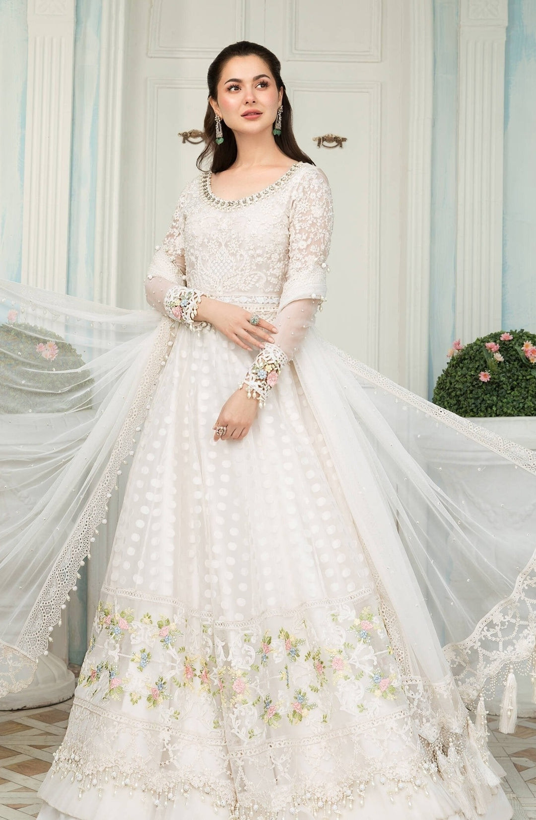 White Lehenga Frock Pakistani Eid Dress