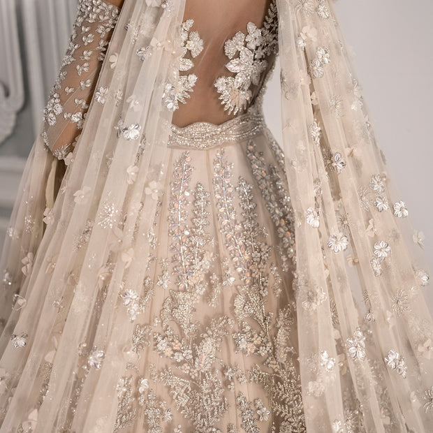White Lehenga Maxi Dress for Pakistani Bridal Wear 2023