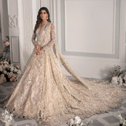 White Lehenga Maxi Dress for Pakistani Bridal Wear