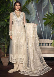 White Net Party Outfit with Embroidery