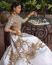 White Raw Silk Lehenga Choli Dress 