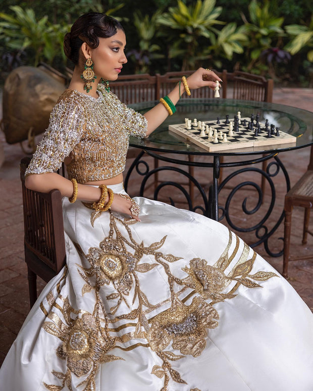 White Raw Silk Lehenga Choli Dress 