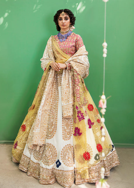 White Raw Silk Lehenga Choli for Indian Bridal Wear