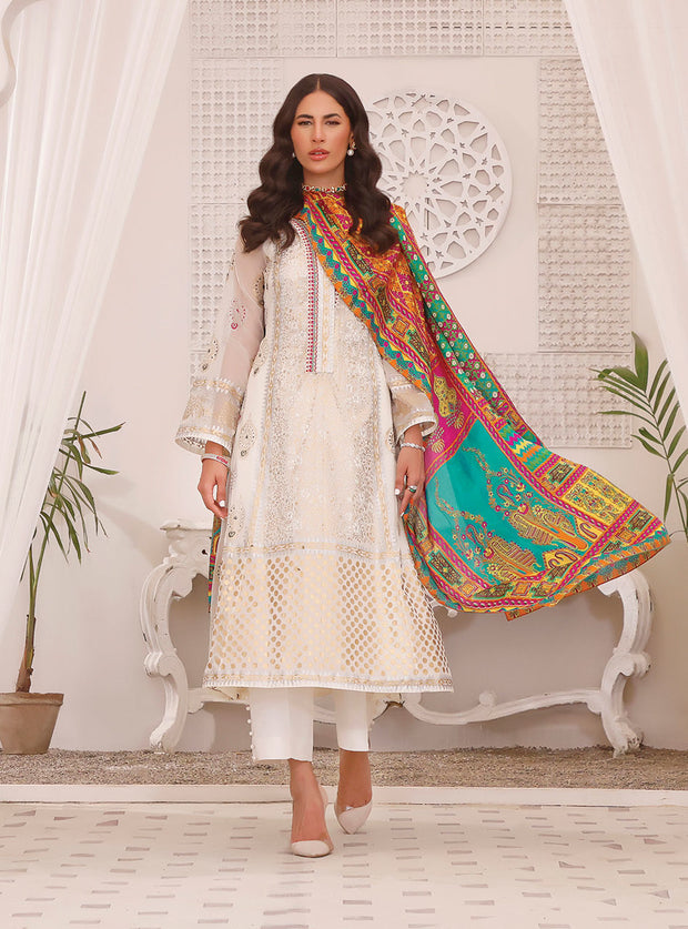 White Salwar Kameez Dupatta Pakistani Eid Dress