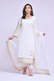 White Salwar Kameez and Dupatta Pakistani Eid Dress