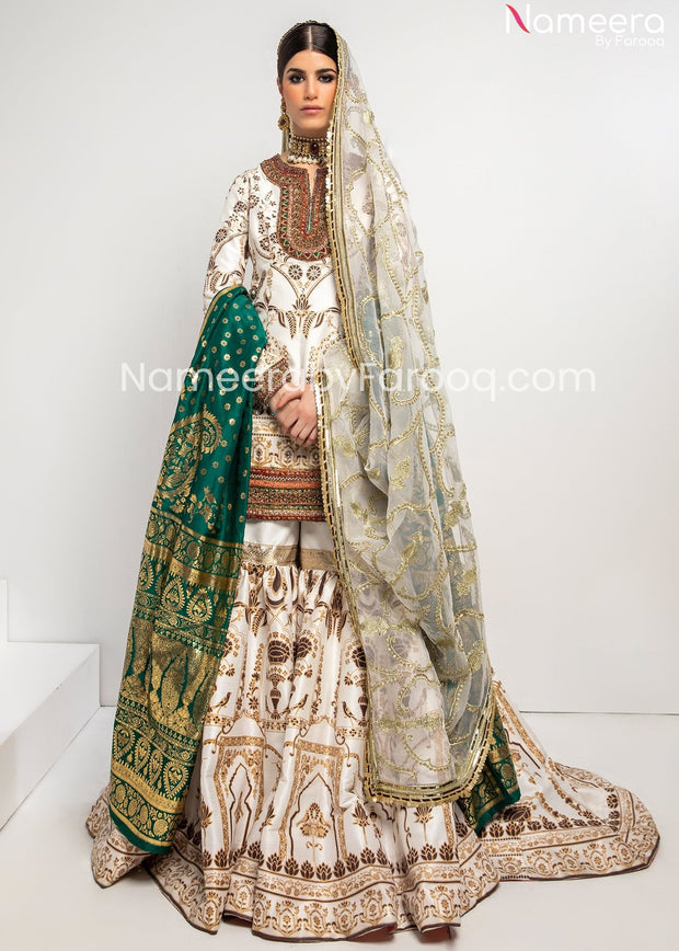 Embroidered White Sharara 