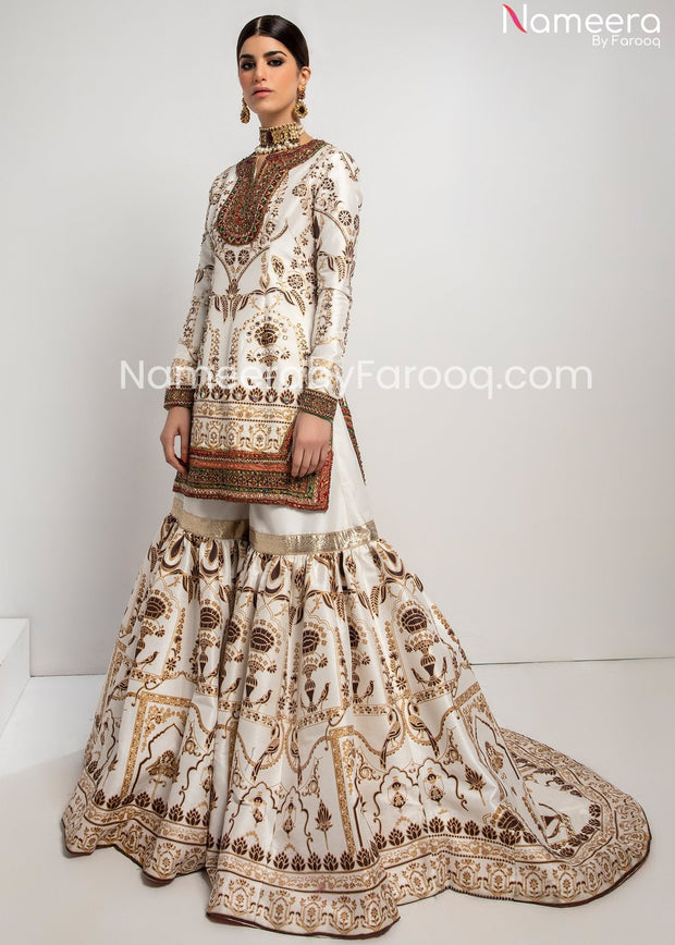 Embroidered White Sharara 2021
