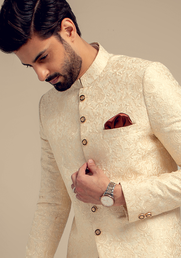 White Sherwani Coat 