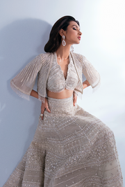 White Silver Lehenga Jacket Pakistani Wedding Dresses 2023