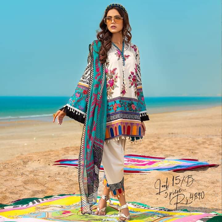 White Lawn Dress with Digital Print Custom