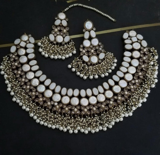 White kundan jewellery sale