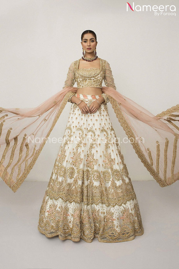 White and Gold Pakistani Bridal Dress