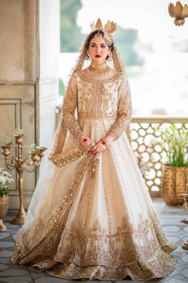White and Golden Lehenga Frock Pakistani Wedding Dresses CUSTOM SIZE White and Golden Lehenga Frock Pakistani Wedding Dresses CUSTOM SIZE