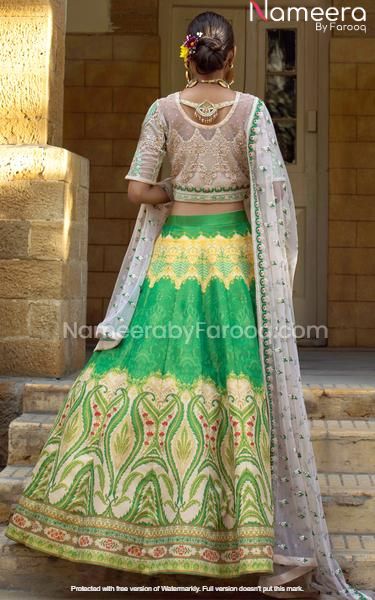  White and Green Lehenga Choli