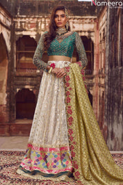 White and Green Lehenga