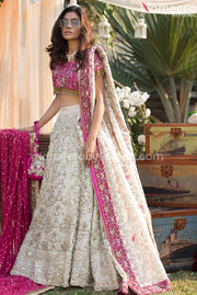 White and Pink Bridal Lehenga