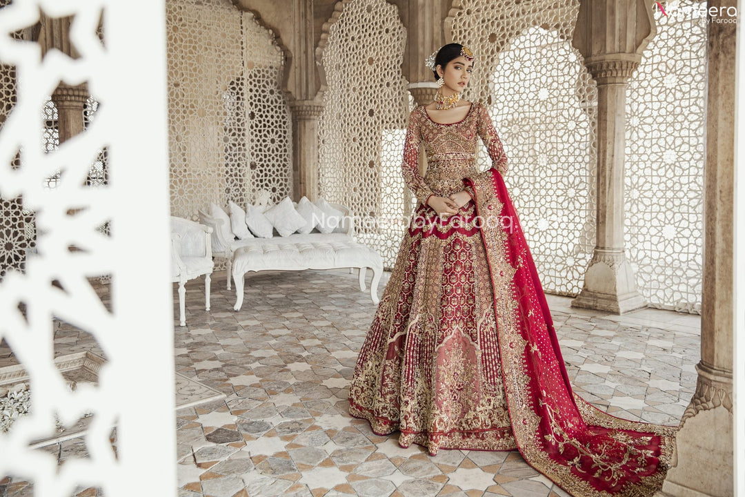 Wine Red Bridal Lehenga