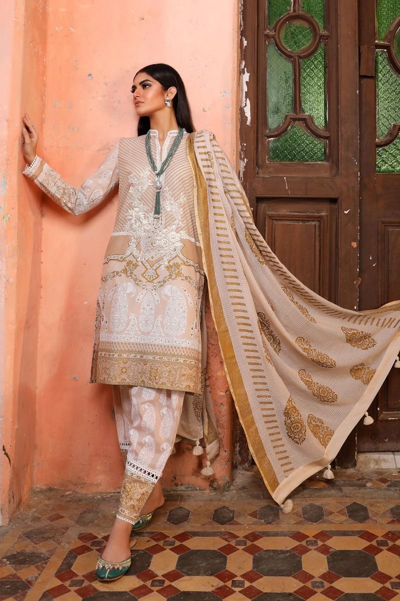ladies casual dresses pakistani Indian Pakistani White Ivory Stitched Women Dress,casual Lawn Eastern Dress  for Girls,stlylish Clothes for Women,3 Piece Suit Summer Wear