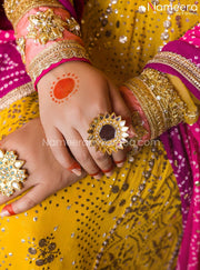 Yellow Bridal Dress in Traditional Pishwas Style Online