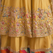 Yellow Bridal Lehenga with Open Frock