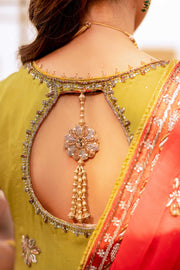 Yellow Kameez with Orange Lehenga Mehndi Dress Online