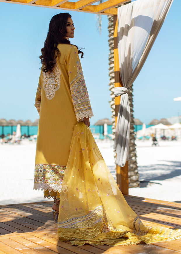 Yellow Lawn Kameez Capri 