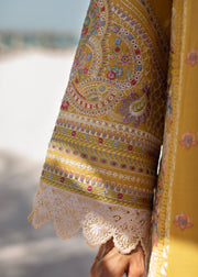 Yellow Lawn Kameez Capri for Pakistani Party Wear 2023