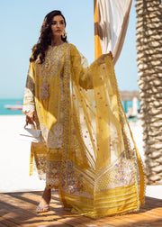 Yellow Lawn Kameez Capri for Pakistani Party Wear