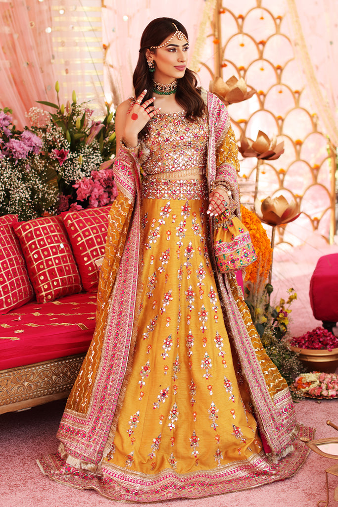 Pink and yellow mehndi clearance dress
