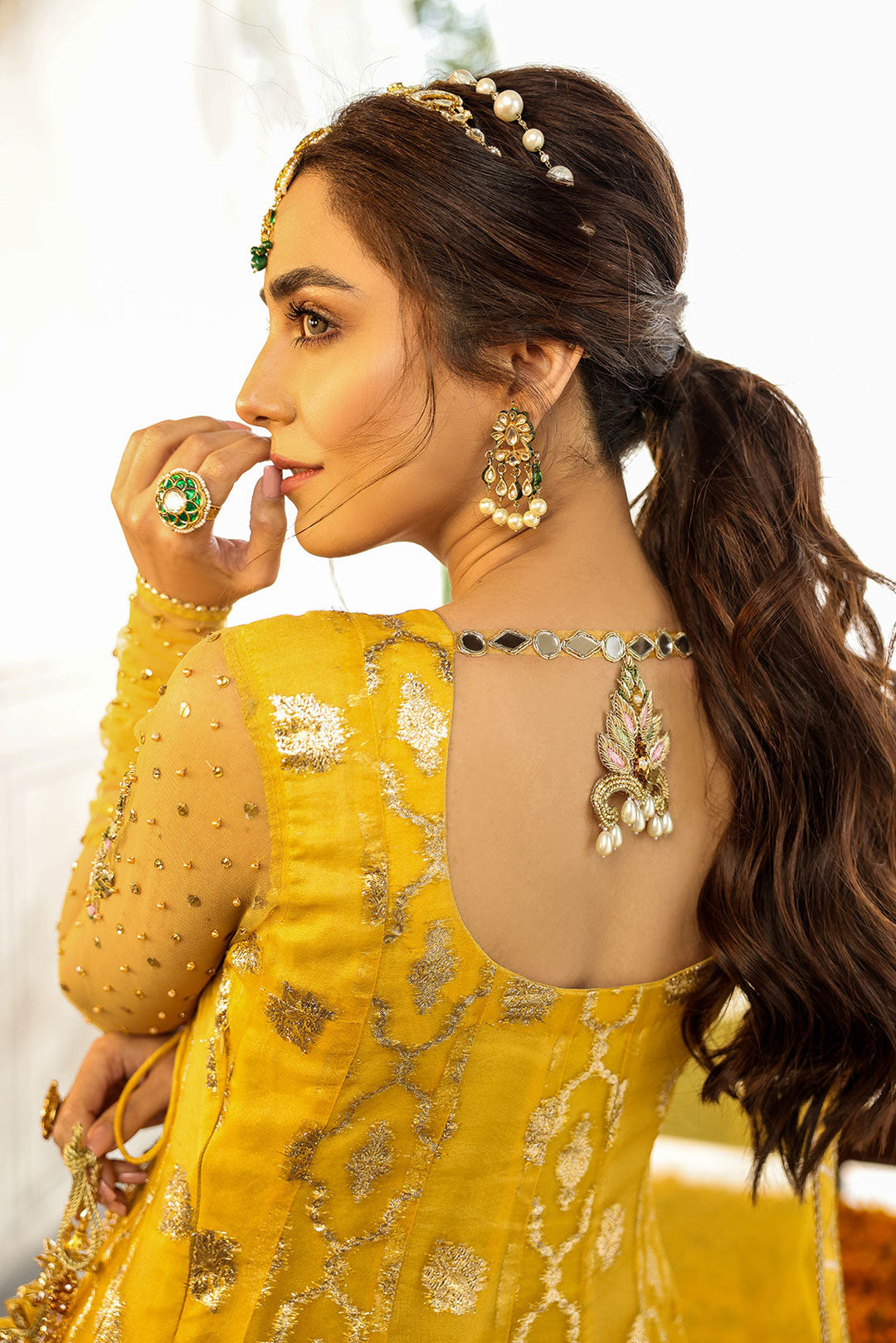 Stunning Yellow Mehndi Angrakha Dress | Pakistani Bridal Dresses