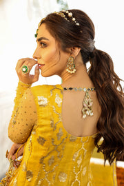 Yellow Mehndi Dress in Bridal Angrakha Frock Style Online