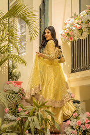 Yellow Pakistani Bridal Dress in Lehenga Choli Style Online