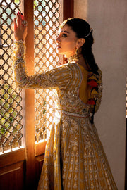 Yellow Pakistani Bridal Dress in Pishwas Frock Style Online