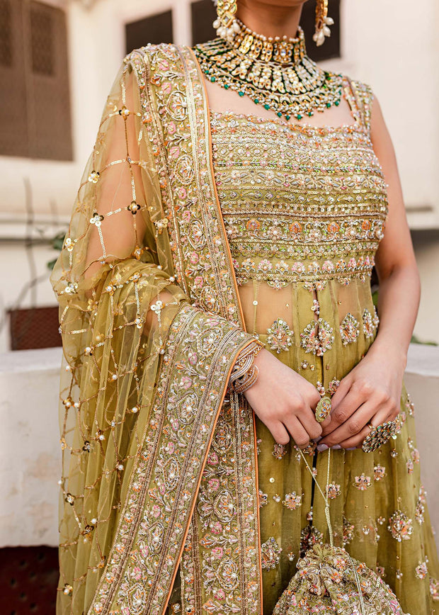 Yellow Pishwas Lehenga for Pakistani Wedding Dress