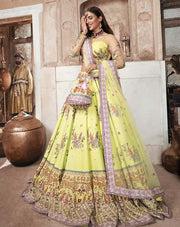 Yellow Silk Lehenga Choli for Pakistani Wedding Wear