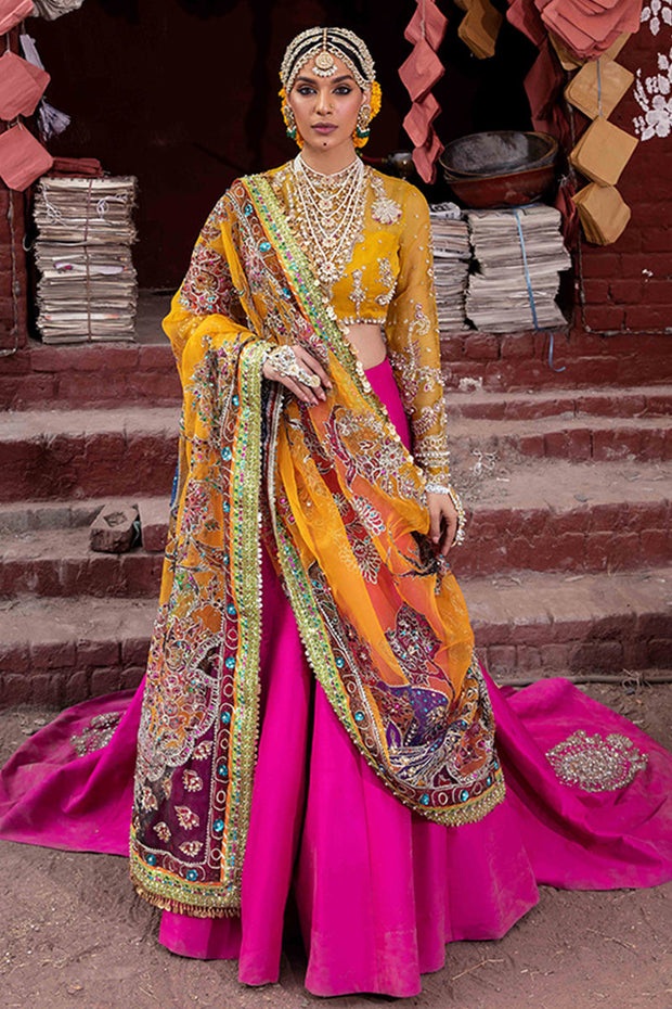 Yellow, Pink Gharara Choli for Pakistani Mehndi Wear