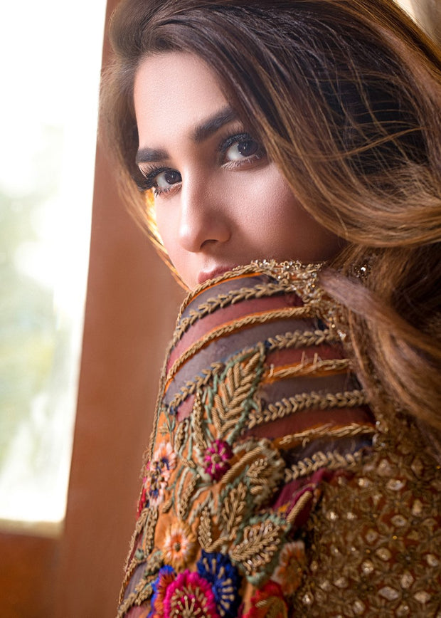 Beautiful designer yellow mehndi lehnga dress with multi work # B3335