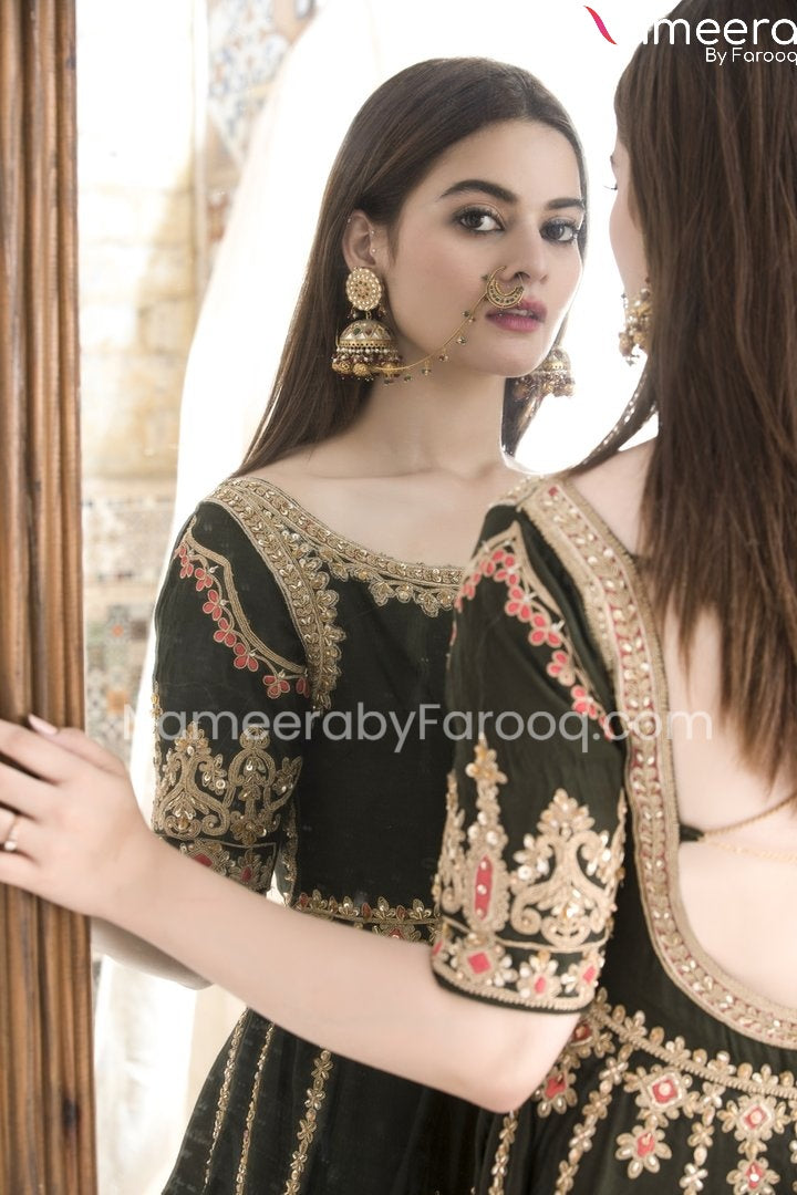 Black Wedding Dress Pakistani Designer Attire #PN399