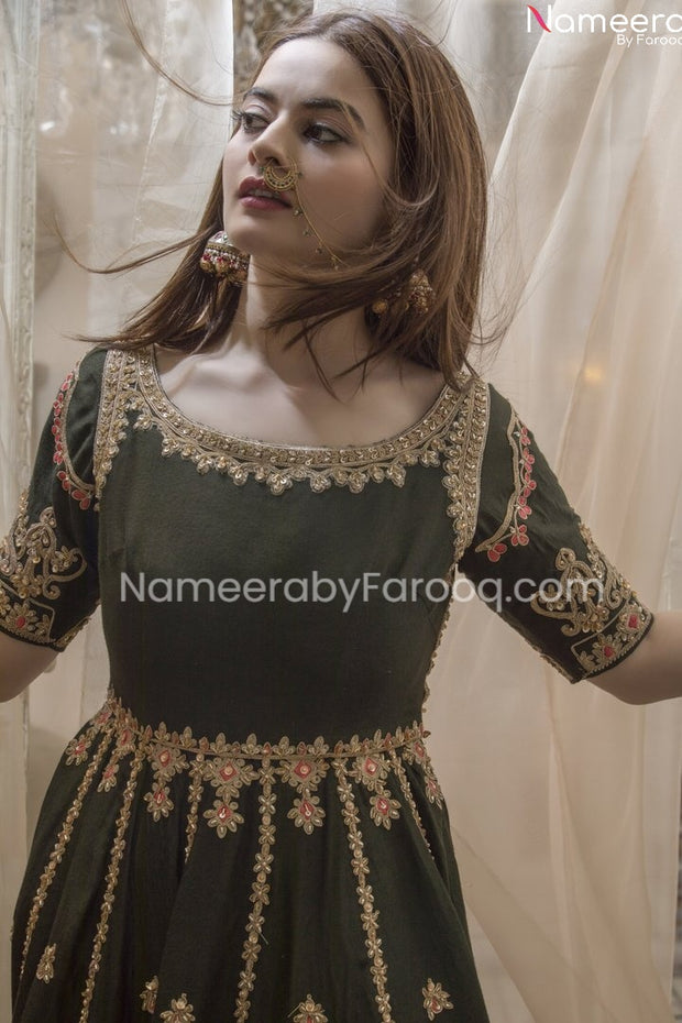 Black Wedding Dress Pakistani Designer Attire #PN399