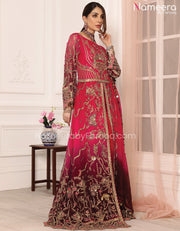 Zara Shahjahan Pakistani Gown Dress in Red Color #PF69