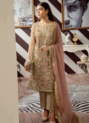 Elegant Pakistani designer ada worked dress in seattle mist color