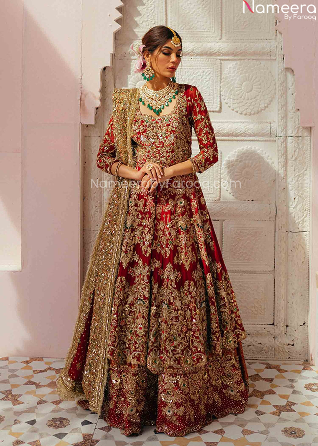 bridal long anarkali dress Peach Pink Anarkali Bridal Dress - Buy Stunning Bridal Wear
