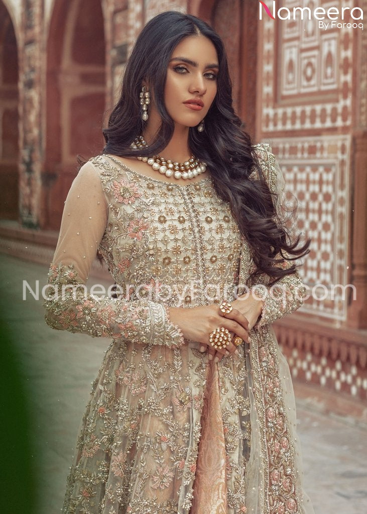 Premium Skin Embroidered Asian Bridal Dresses Online 2021 Nameera by Farooq