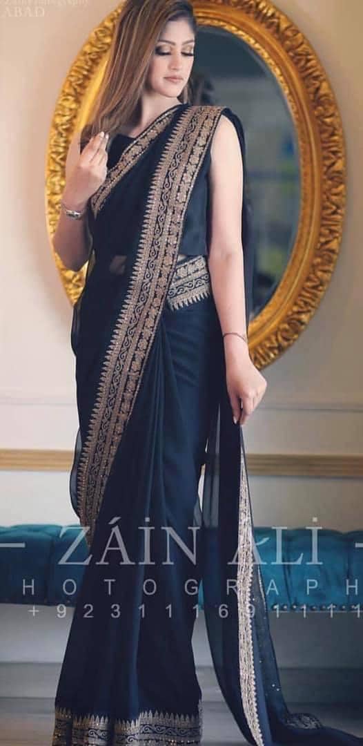 Indian Elegant embroidered wedding party saree